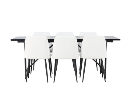 Venture Home Astrid & Night Rektangulära Matbord 200 x 90 Svart + Matstolar 2-pack Vit
