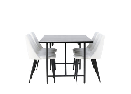 Venture Home Astrid & Night Rektangulära Matbord 200 x 90 Svart + Matstolar 2-pack Vit