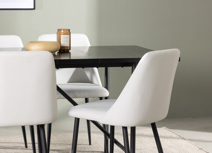 Venture Home Astrid & Night Rektangulära Matbord 200 x 90 Svart + Matstolar 2-pack Vit