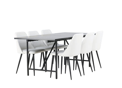 Venture Home Astrid & Night Rektangulära Matbord 200 x 90 Svart + Matstolar 2-pack Vit