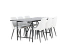 Venture Home Astrid & Night Rektangulära Matbord 200 x 90 Svart + Matstolar 2-pack Vit