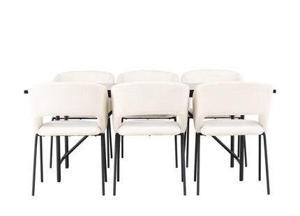 Venture Home Day & Astrid Matstolar 2-pack Offwhite + Rektangulära Matbord 200 x 90 Svart