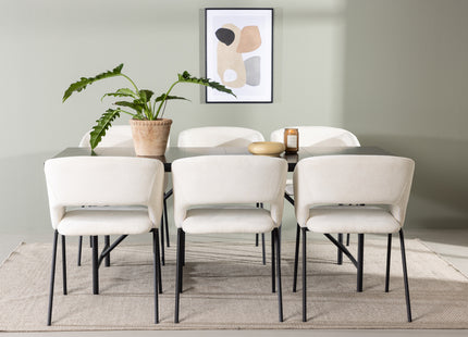 Venture Home Day & Astrid Matstolar 2-pack Offwhite + Rektangulära Matbord 200 x 90 Svart