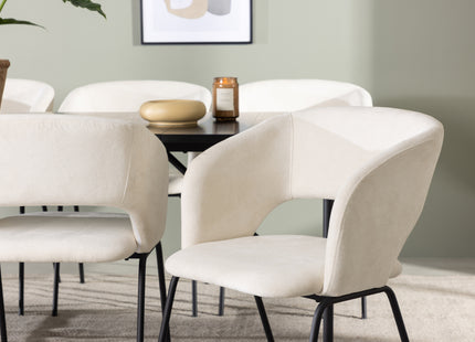Venture Home Day & Astrid Matstolar 2-pack Offwhite + Rektangulära Matbord 200 x 90 Svart