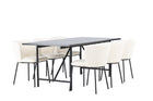 Venture Home Astrid & Edina Rektangulära Matbord 200 x 90 Svart + Matstolar 2-pack Vit