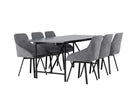 Venture Home Astrid & Rosie Rektangulära Matbord 200 x 90 Svart + Matstolar 2-pack Grå