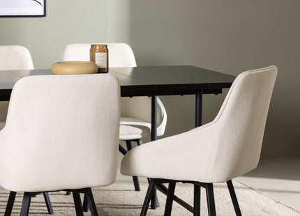 Venture Home Astrid & Rosie Rektangulära Matbord 200 x 90 Svart + Matstolar 2-pack Beige
