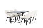 Venture Home Astrid & Rosie Rektangulära Matbord 200 x 90 Svart + Matstolar 2-pack Beige