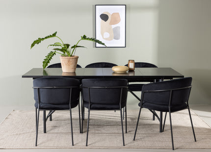 Venture Home Astrid & Selma Rektangulära Matbord 200 x 90 Svart + Matstolar 2-pack Svart