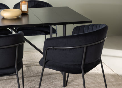 Venture Home Astrid & Selma Rektangulära Matbord 200 x 90 Svart + Matstolar 2-pack Svart