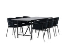 Venture Home Astrid & Selma Rektangulära Matbord 200 x 90 Svart + Matstolar 2-pack Svart
