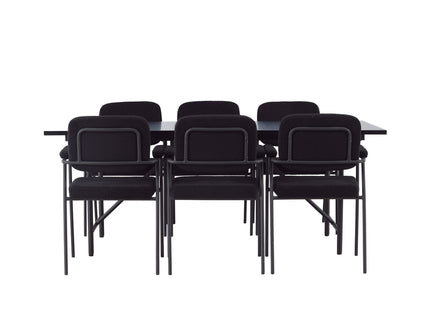 Venture Home Astrid & Yesterday Rektangulära Matbord 200 x 90 Svart + Matstolar 2-pack Svart