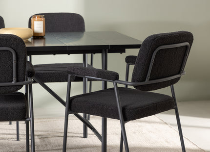 Venture Home Astrid & Yesterday Rektangulära Matbord 200 x 90 Svart + Matstolar 2-pack Svart