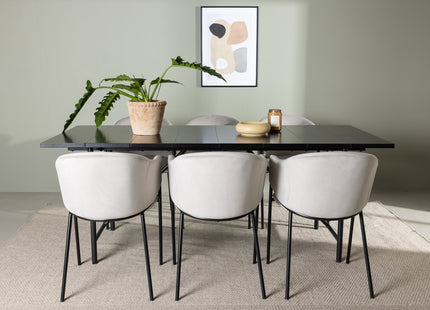 Venture Home Astrid & Evelina Rektangulära Matbord 200 x 90 Svart + Matstolar 2-pack Grå