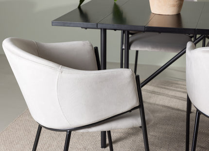 Venture Home Astrid & Evelina Rektangulära Matbord 200 x 90 Svart + Matstolar 2-pack Grå