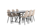 Venture Home Astrid & Polar Rektangulära Matbord 200 x 90 Svart + Matstolar 2-pack Beige