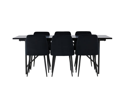Venture Home Astrid & Night Rektangulära Matbord 200 x 90 Svart + Matstolar 2-pack Svart