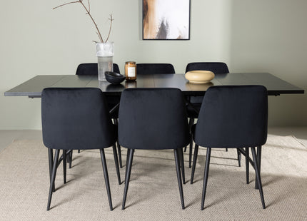 Venture Home Astrid & Night Rektangulära Matbord 200 x 90 Svart + Matstolar 2-pack Svart