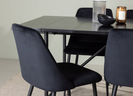 Venture Home Astrid & Night Rektangulära Matbord 200 x 90 Svart + Matstolar 2-pack Svart