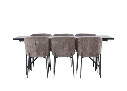 Venture Home Modesto & Astrid Matstolar 2-pack Brun + Rektangulära Matbord 200 x 90 Svart