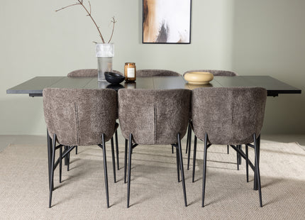 Venture Home Modesto & Astrid Matstolar 2-pack Brun + Rektangulära Matbord 200 x 90 Svart