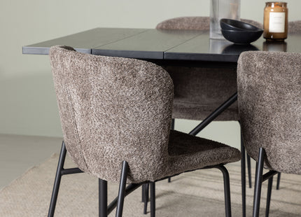 Venture Home Modesto & Astrid Matstolar 2-pack Brun + Rektangulära Matbord 200 x 90 Svart