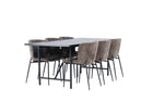 Venture Home Modesto & Astrid Matstolar 2-pack Brun + Rektangulära Matbord 200 x 90 Svart