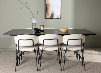 Venture Home Chico & Astrid Matstolar 2-pack Vit + Rektangulära Matbord 200 x 90 Svart