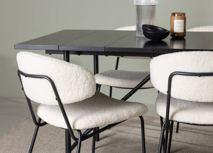 Venture Home Chico & Astrid Matstolar 2-pack Vit + Rektangulära Matbord 200 x 90 Svart