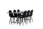 Venture Home Polar & Astrid Matstolar 2-pack Svart + Rektangulära Matbord 200 x 90 Svart