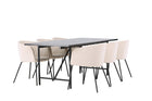 Venture Home Berit & Astrid Matstolar Beige + Rektangulära Matbord 200 x 90 Svart