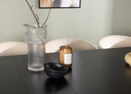 Venture Home Berit & Astrid Matstolar Beige + Rektangulära Matbord 200 x 90 Svart