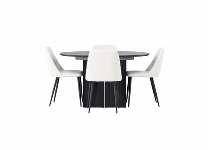 Venture Home Night & Matilda Matstolar 2-pack Vit + Runda Matbord ⌀130 Svart