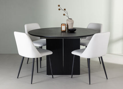 Venture Home Night & Matilda Matstolar 2-pack Vit + Runda Matbord ⌀130 Svart