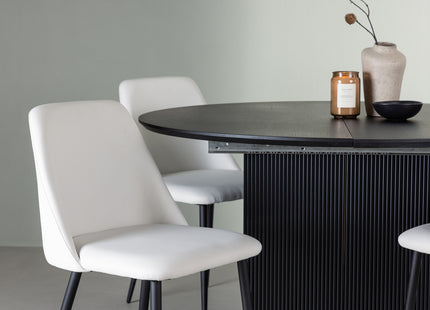 Venture Home Night & Matilda Matstolar 2-pack Vit + Runda Matbord ⌀130 Svart