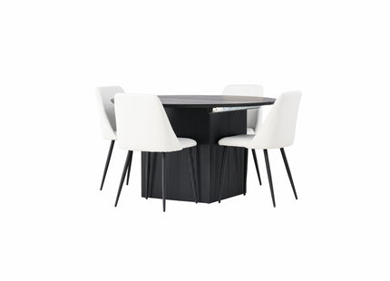 Venture Home Night & Matilda Matstolar 2-pack Vit + Runda Matbord ⌀130 Svart