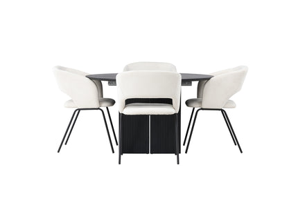 Venture Home Day & Matilda Matstolar 2-pack Offwhite + Runda Matbord ⌀130 Svart