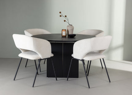 Venture Home Day & Matilda Matstolar 2-pack Offwhite + Runda Matbord ⌀130 Svart