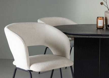 Venture Home Day & Matilda Matstolar 2-pack Offwhite + Runda Matbord ⌀130 Svart
