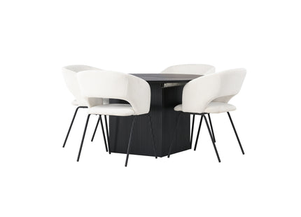 Venture Home Day & Matilda Matstolar 2-pack Offwhite + Runda Matbord ⌀130 Svart
