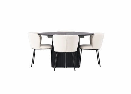 Venture Home Edina & Matilda Matstolar 2-pack Vit + Runda Matbord ⌀130 Svart
