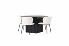Venture Home Edina & Matilda Matstolar 2-pack Vit + Runda Matbord ⌀130 Svart