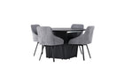Venture Home Rosie & Matilda Matstolar 2-pack Grå + Runda Matbord ⌀130 Svart