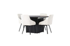 Venture Home Rosie & Matilda Matstolar 2-pack Beige + Runda Matbord ⌀130 Svart