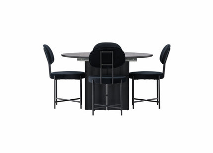 Venture Home Stella & Matilda Matstolar 2-pack Svart + Runda Matbord ⌀130 Svart