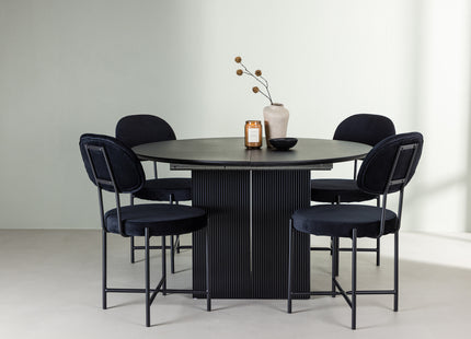 Venture Home Stella & Matilda Matstolar 2-pack Svart + Runda Matbord ⌀130 Svart