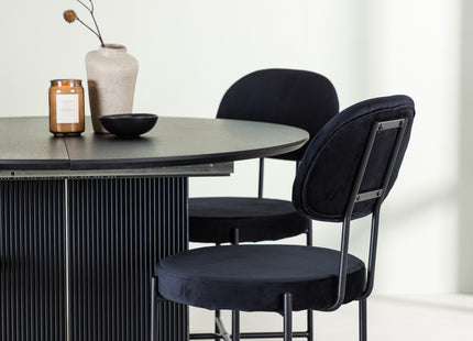 Venture Home Stella & Matilda Matstolar 2-pack Svart + Runda Matbord ⌀130 Svart
