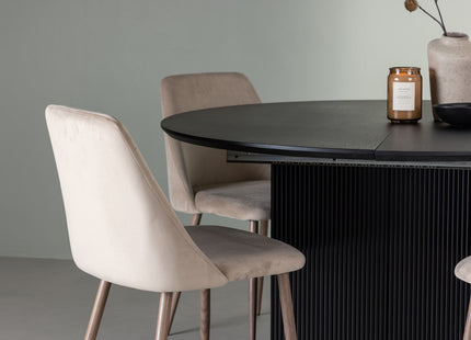 Venture Home Night & Matilda Matstolar 2-pack Beige + Runda Matbord ⌀130 Svart