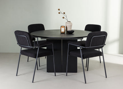 Venture Home Yesterday & Matilda Matstolar 2-pack Svart + Runda Matbord ⌀130 Svart