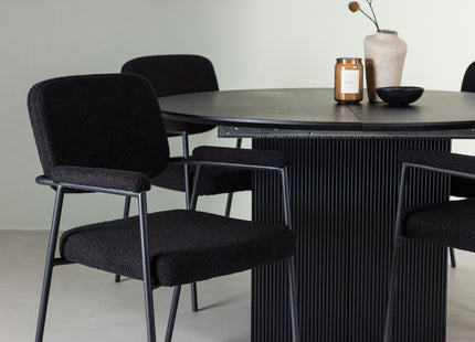 Venture Home Yesterday & Matilda Matstolar 2-pack Svart + Runda Matbord ⌀130 Svart